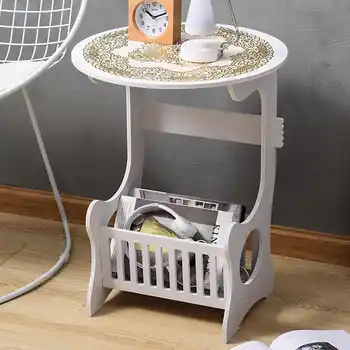 

European Mini Plastic Round Coffee Table Tea Table Home Living Room Storage Rack Bedside Table Tea Fruit Service Plate Tray