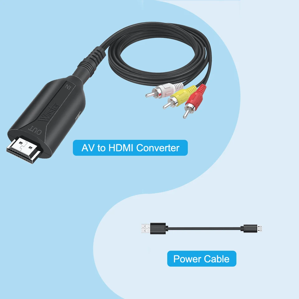 1080P RCA AV-HDMI 호환 복합 어댑터 컨버터 AV2HDMI 어댑터, TV PS3 PS4 PC DVD Xbox 프로젝터용, MICR 케이블 포함