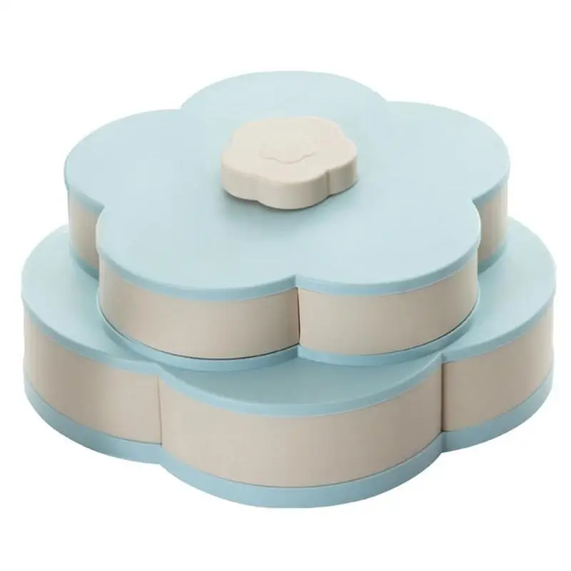 2 Layer Rotary 03 1/2 слоев, Современная вращающаяся коробка для закусок в форме лепестков, поднос для конфет, сухофруктов, разделительная коробка для хранения еды, чайный столик, свадебные фруктовые тарелки - Цвет: 2 Layer Rotary 03