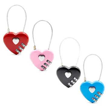 

1pcs Heart Shaped Padlock 3 Dial Digit Password Lock Luggage Password Padlock Double Mood Love Lock Travel Gift 4 Colors