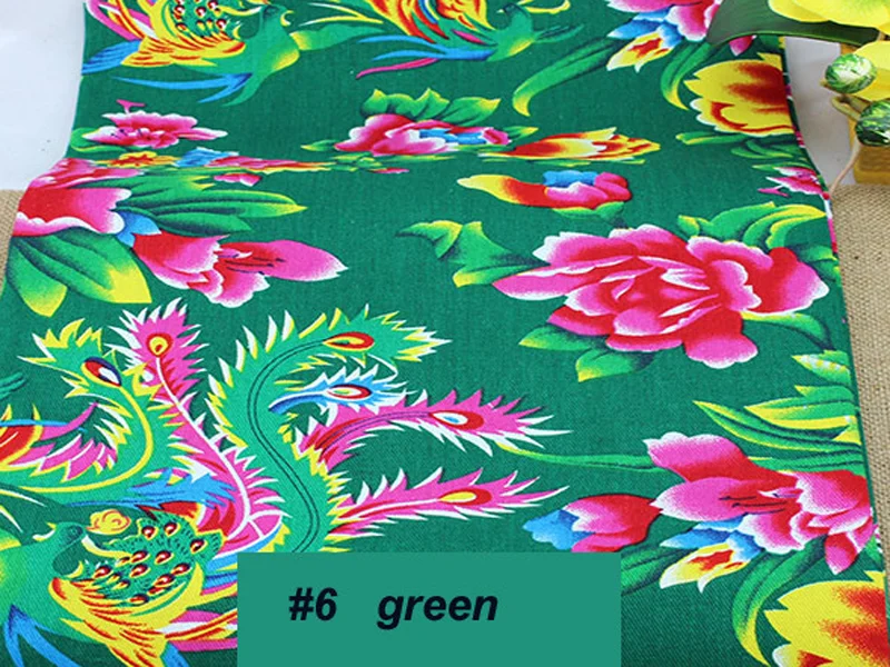 6 green 50 см* 160 см Китайский Феникс пион узор хлопок печать ткань Постельное белье Текстиль саржа ткань материал - Цвет: 6 green