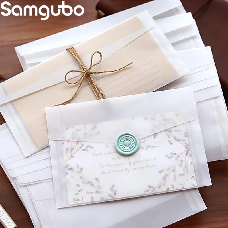 Sobres transparentes personalizados, conjunto de Sobres de papel translúcido con letras Vintage para invitación de boda, para tarjetas, 10 unids/lote