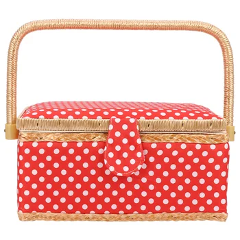 

Medium Sewing Basket Organizer Fabric Bag Sewing Basket Red Polka Dots