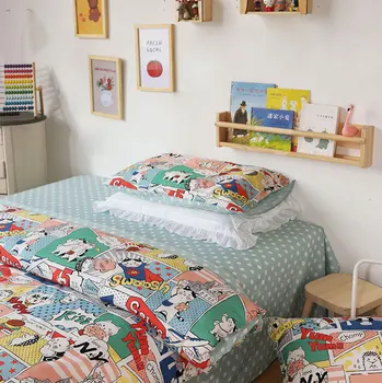 

Cute cartoon bedding set teen kid,cotton twin full queen colorful single double home textile bed sheet pillow case duvet cover