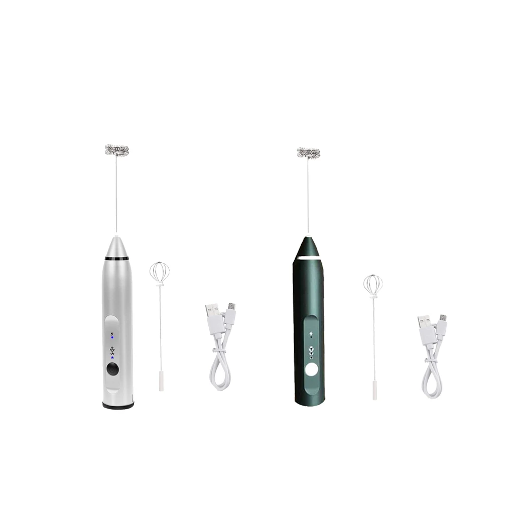 2Set(Silver &Black) Handheld Electric Milk Frother with Eggbeater Electric Foam Maker For Coffee, Lattes, Cappuccino, Hot