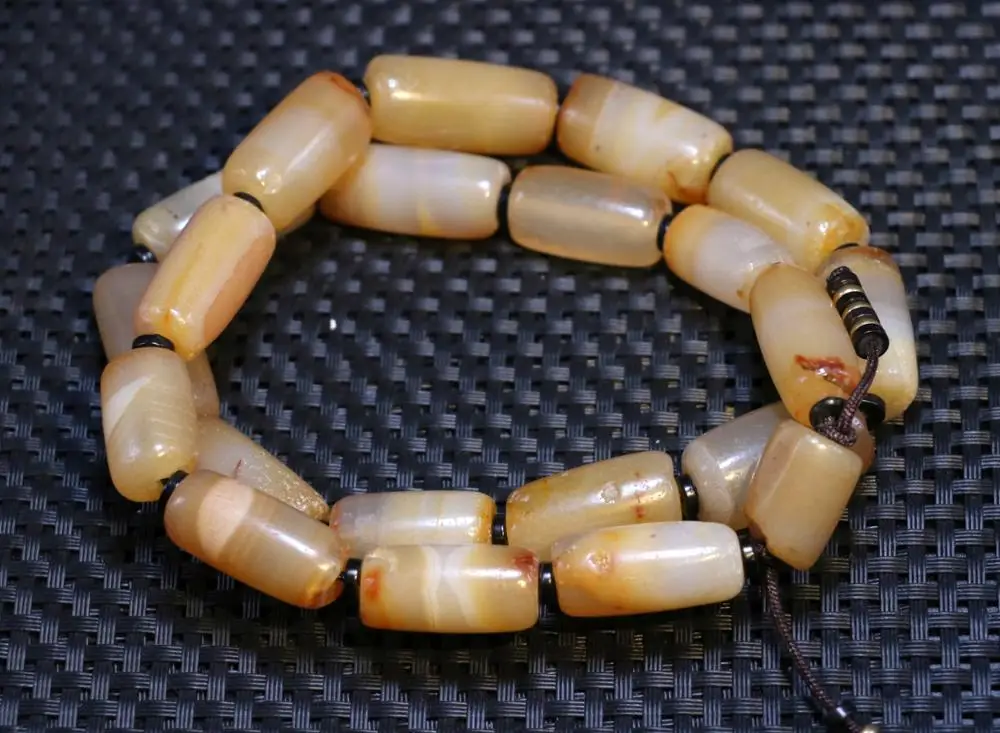 

royalSet 21 Energy Magic Tibetan Old Agate Tube Shape dZi Bead Necklace Prayer Strand Timestown