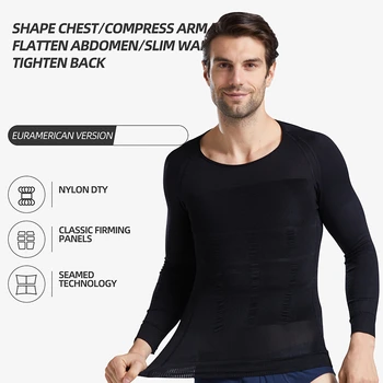 

seam upgrade men's long-sleeved shapewear corset's abdomen warm body underwear