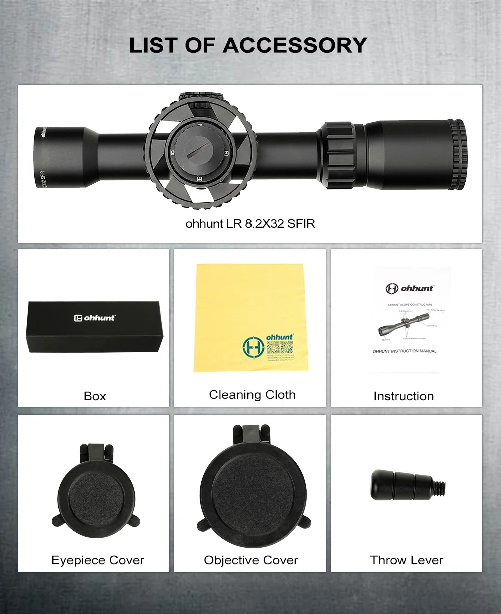 Ohhunt LR 8,2X32 SFIR тактический прицел стекло травленая сетка Красная подсветка боковая параллакса башенки замок сброс охотничий прицел