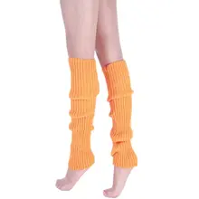 Женские 80s неоновые, флуоресцентные ребристые вязать крючком для ног гетры ярких цветов Цвет танцевальные длинные колготки чулки без подошвы вечерние аксессуары