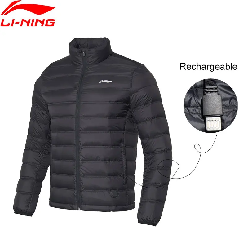 Мужская серия Li Ning бадминтон перезаряжаемый короткий пуховик 90% белый утиный пух