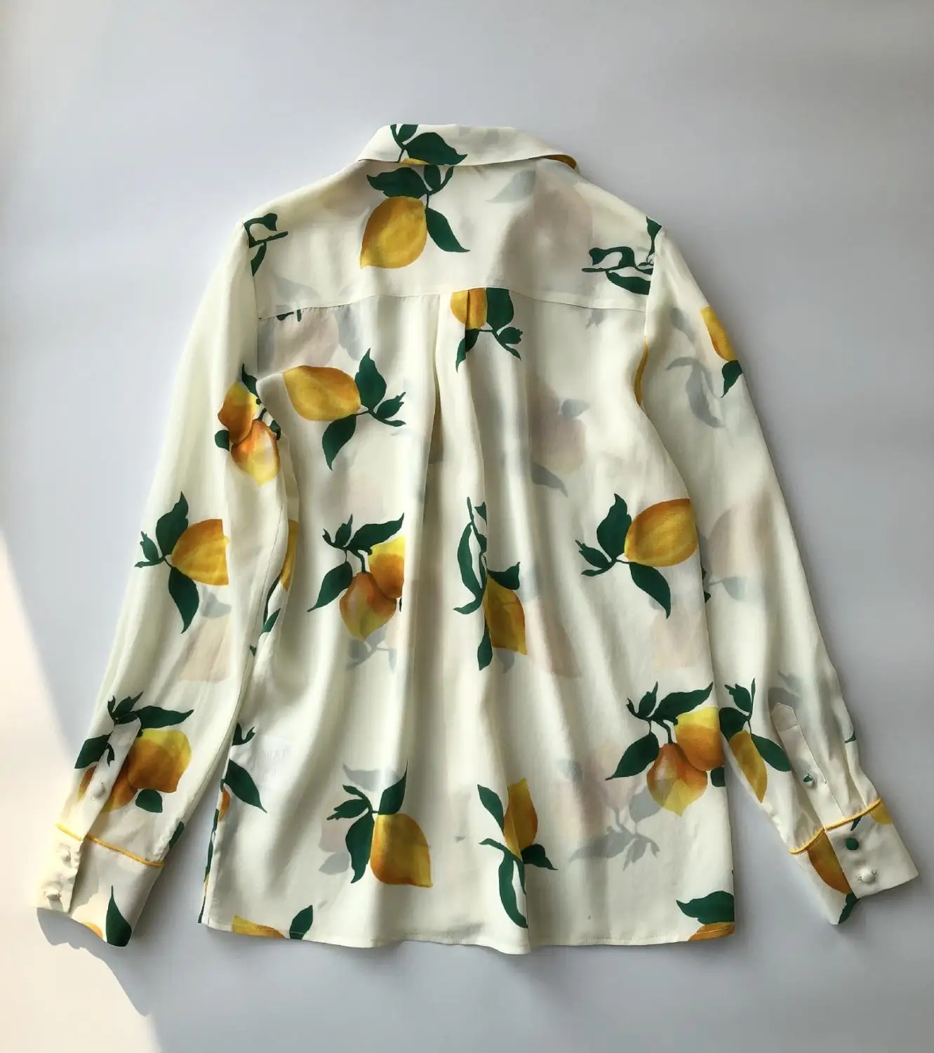 Women Silk Blouse French Fresh Autumn Lazy  Lemon