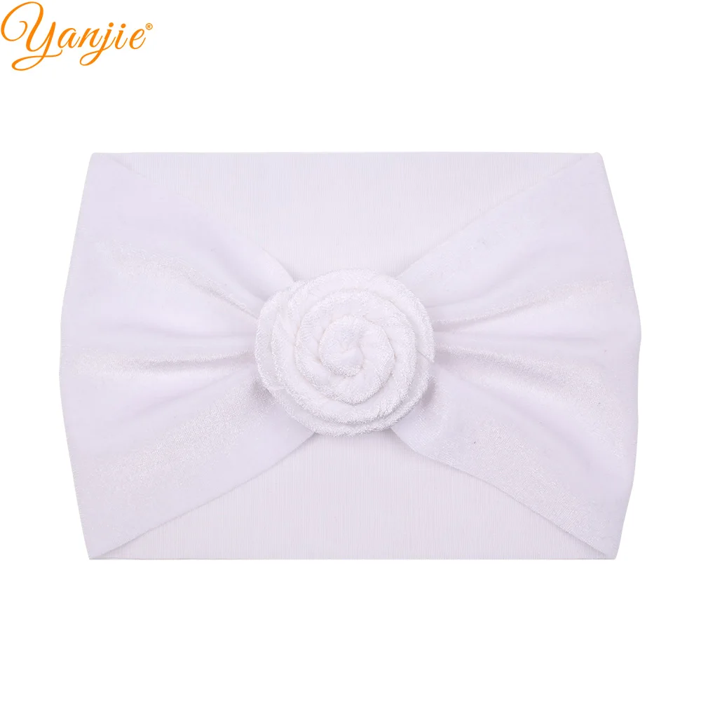 Headband B-white Тюрбан с круглым помпоном из мягкого бархата для девочек; коллекция года; зимняя детская однотонная бархатная эластичная повязка на голову; резинки для волос; аксессуары для волос - Цвет: Headband B-white