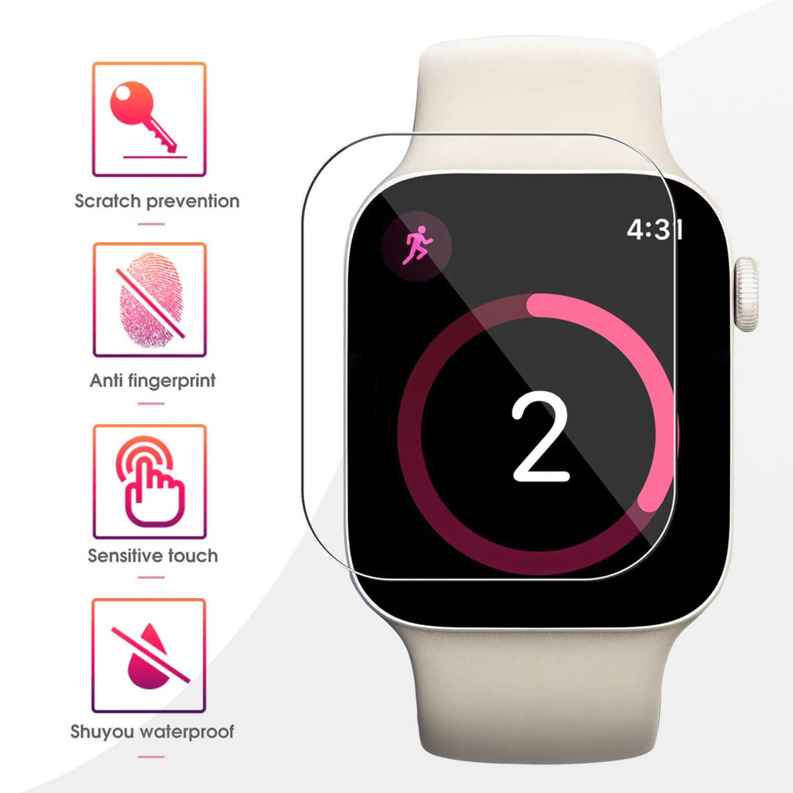 

3D Curved Protective Film For Apple Watch Series 7 41mm 45mm Smart Watch Tempered Glass Screen Protector Anti-Scratchfor iWatch
