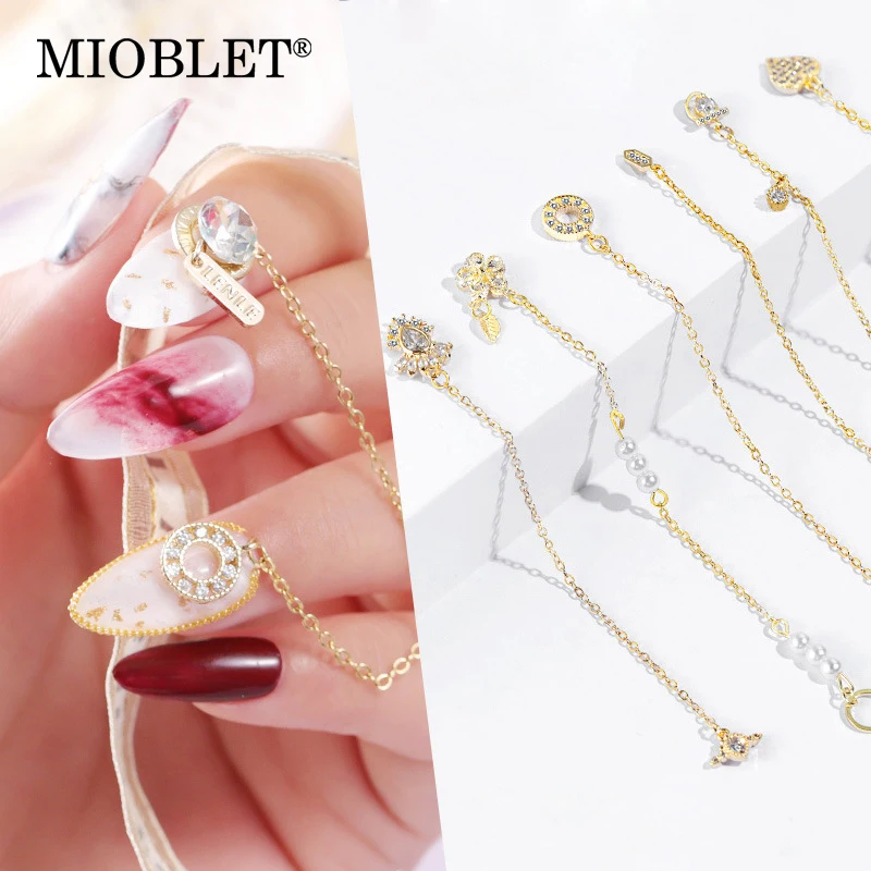 

New 1pcs Metal Chain Diamond 3D Nail Art Decoration Clear Crystal Glass Zircon Nail Rhinestone DIY Hollow Frame Jewelry Manicure