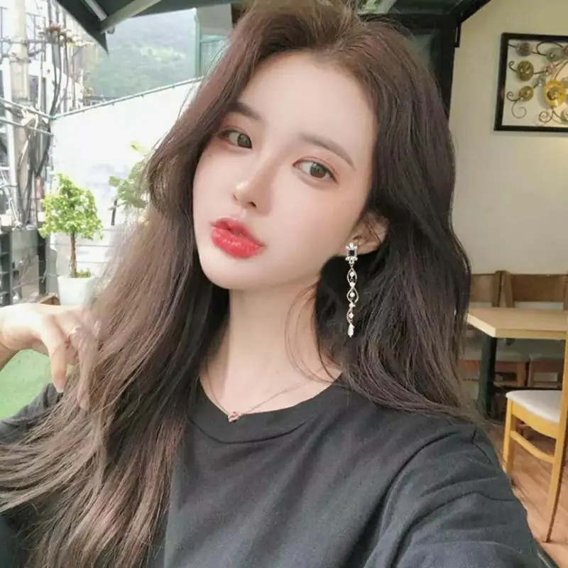 Long Crystal Pearl Dangle Earrings Women Alloy Electroplate Silver-plated Baitao Twisted Tassels Ear Drop Wedding Jewelry | Украшения и