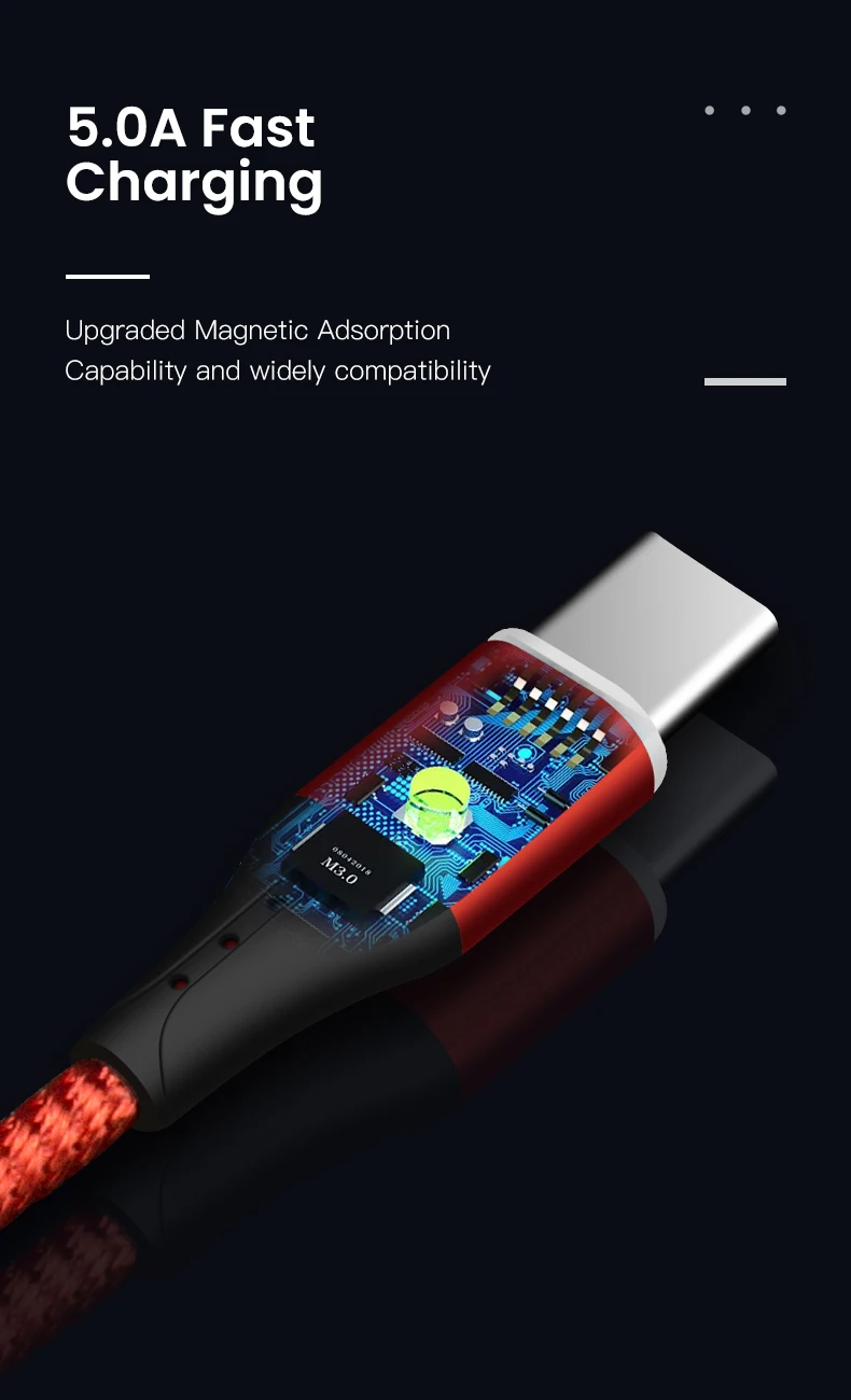 ESVNE 5A Магнитный usb-кабель для зарядки для iphone samsung huawei 1 м Магнитный зарядный кабель Micro Usb для кабеля Xiaomi type C