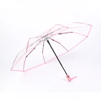 

1 pcs Windproof foldable automatic transparent umbrella ladies men's sun rain windproof vision clear home rain gear parasol