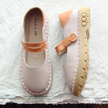 

Original women's shoes super soft bottom literary retro single shoes leather cowhide casual comfortable summer women's shoes