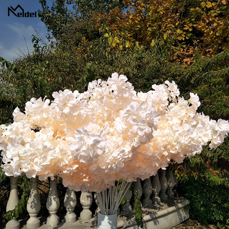 

Meldel Bridesmaid Bouquet Artificial Silk Cherry Blossoms 102 cm White Branch Sakura DIY Home Wedding Arch Decor Fake Flowers