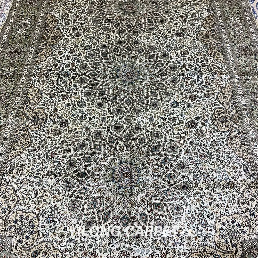 YILONG 6'x9' кашмирский ручной персидский ковер vantage изысканный бежевый шелковый ковер(YXR371A