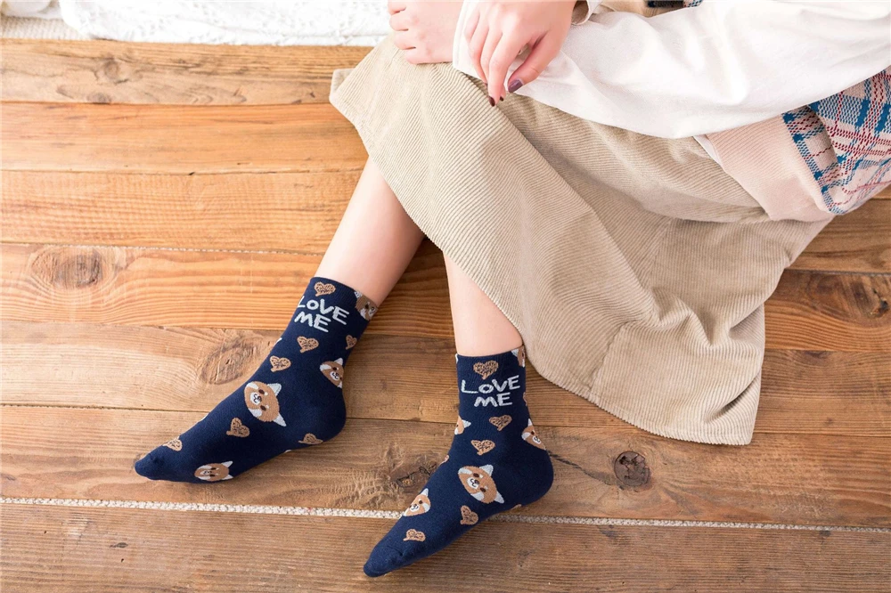Nette Tier Koreanischen Stil Frauen Katze Panda Hund Bär Cartoon Socken Weiche Baumwolle Casual Sport Streetwear Dropship – Detail 33