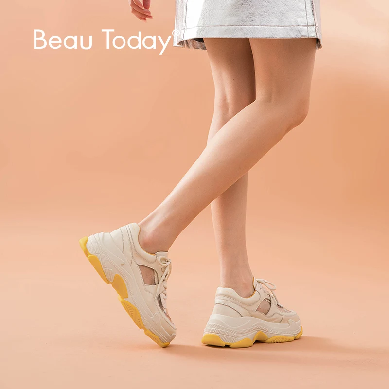 Женские кроссовки на платформе BeauToday повседневные прозрачные из натуральной