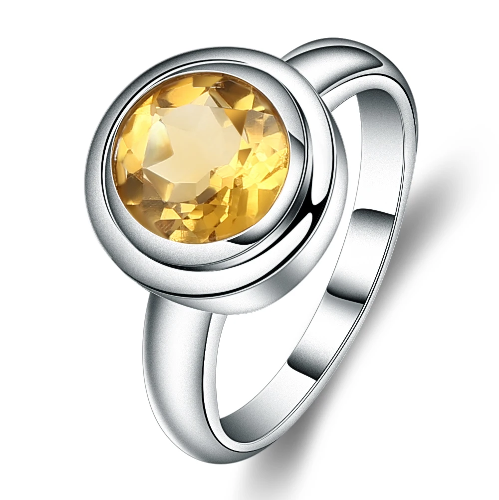 

Gem's Ballet 2.01Ct Round Natural Citrine Gemstone Wedding Band Ring For Women 925 Sterling Silver Fashion Fine Jewelry