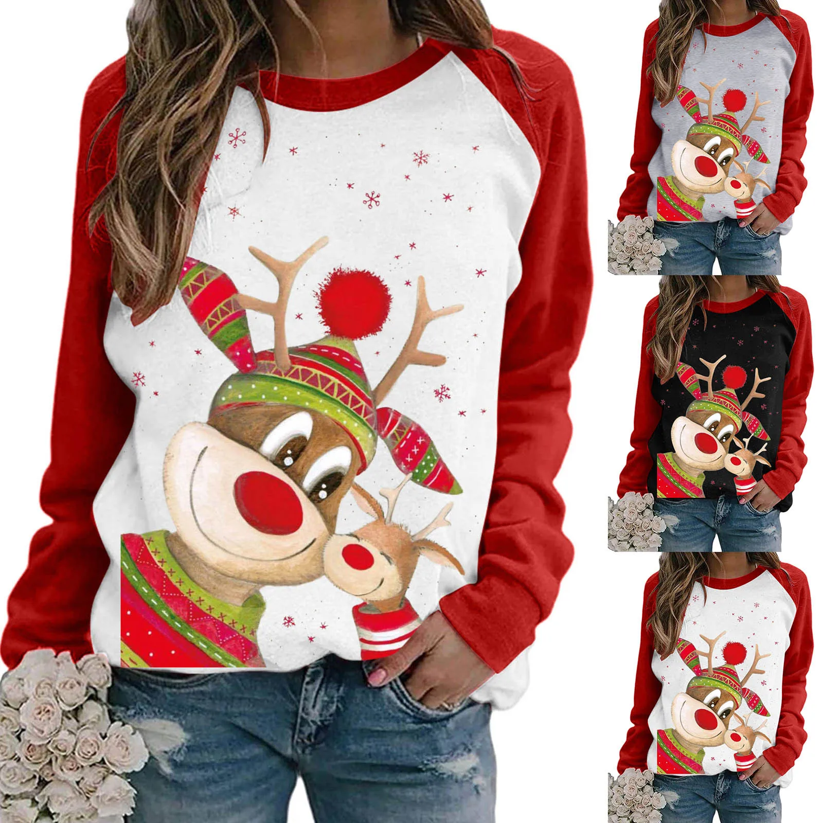 Christmas Cartoons Women Sweater Winter Long Sleeve Women's Sweaters Homesuit Woman Fashion pull femme | Женская одежда