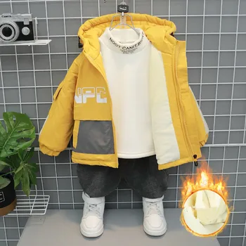 

Boys camouflage plus velvet padded cotton sportswear quilted jacket toddler boys winter casual plus velvet jacket0-7Y