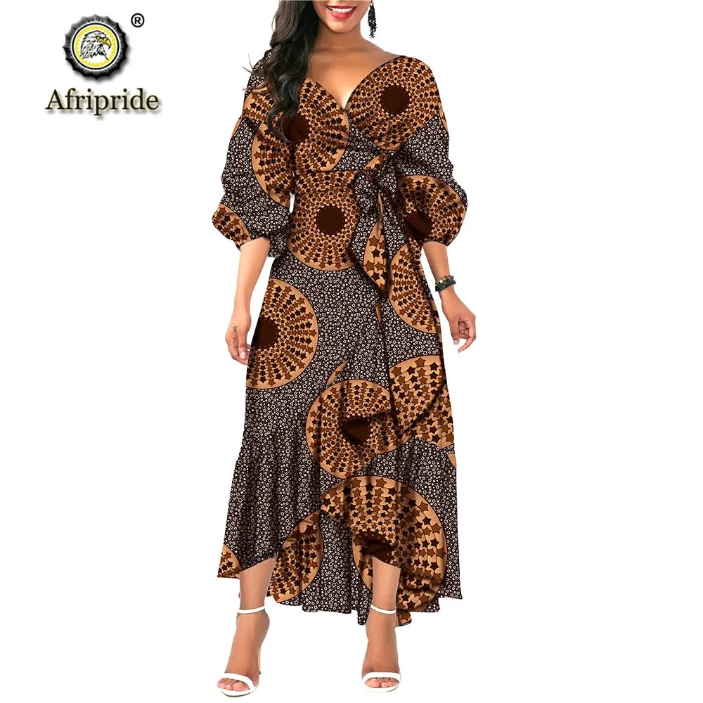 Женские макси платья, Африканский принт, восковые, цветочные, вечерние, свадебные, повседневные платья, Дашики, верхняя одежда, осенняя одежда, AFRIPRIDE S1925094