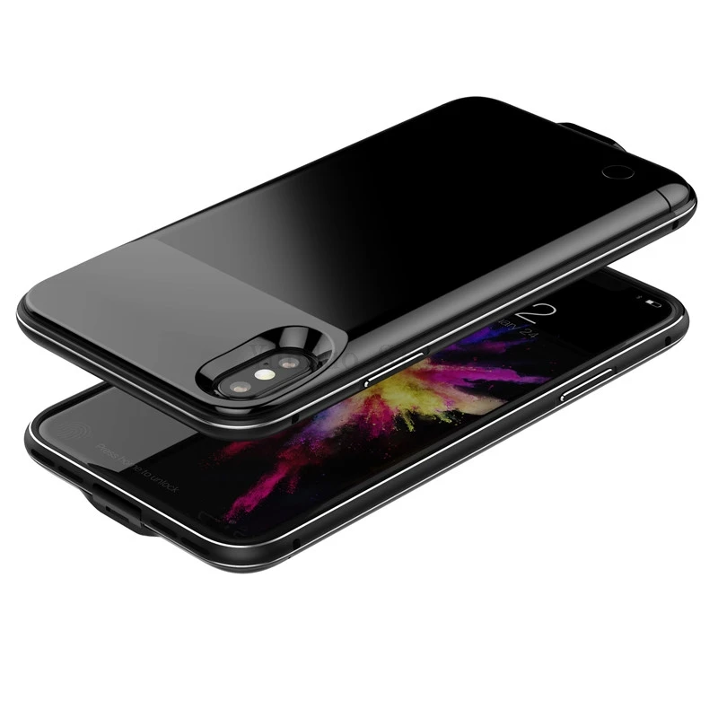 Тонкий чехол для зарядного устройства для iPhone X с алюминиевой рамкой, ударопрочный Дополнительный внешний аккумулятор, задняя крышка для iPhone XS Capa