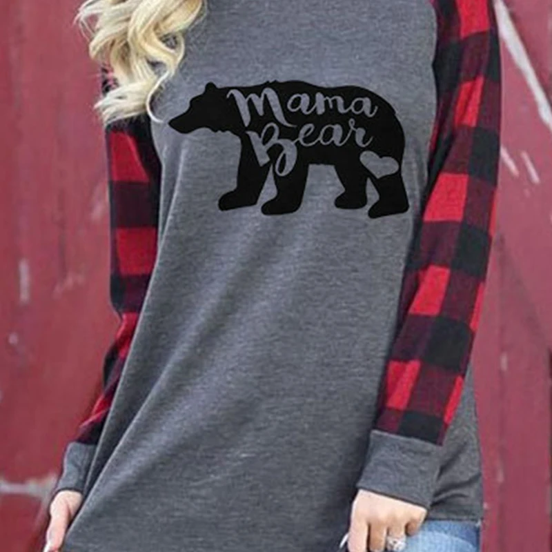 Paddy Design Mama Bear Plaid Print T 