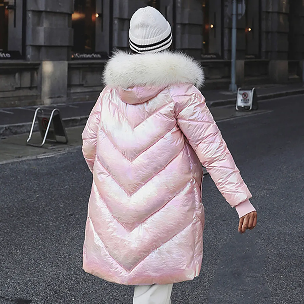 Зимняя куртка женская Повседневная блестящая яркая ветрозащитная куртка Manteau Femme Winterjas Dames Parka Abrigos Invierno Kurtka damsk