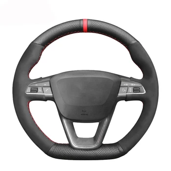 

Black PU Faux Leather Suede Car Steering Wheel Cover for Seat Leon Cupra Leon ST Cupra Leon ST Cupra Ateca Cupra Ateca FR