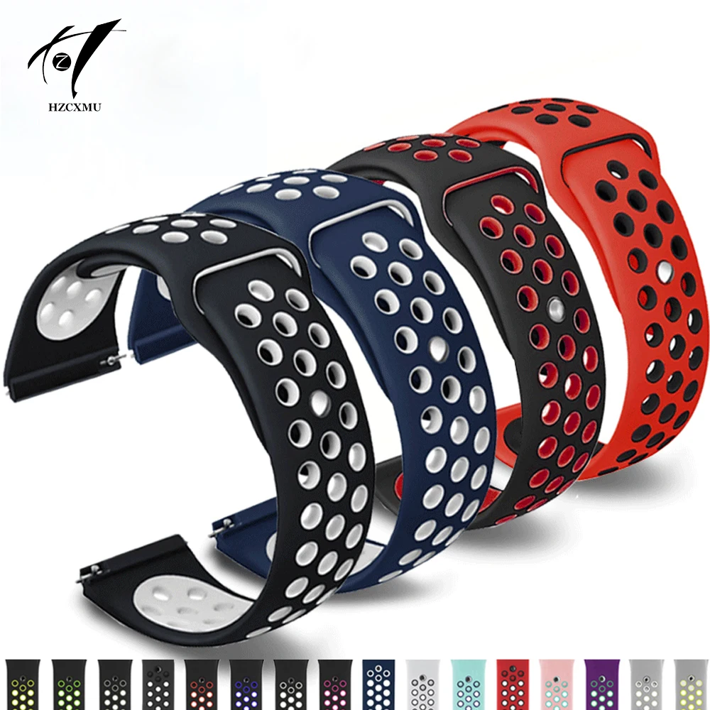

20mm/22mm band for samsung galaxy 46mm 42mm gear S3 frontier galaxy watch active 2 Huawei watch 3/3 Pro/GT 2 Pro silicone strap