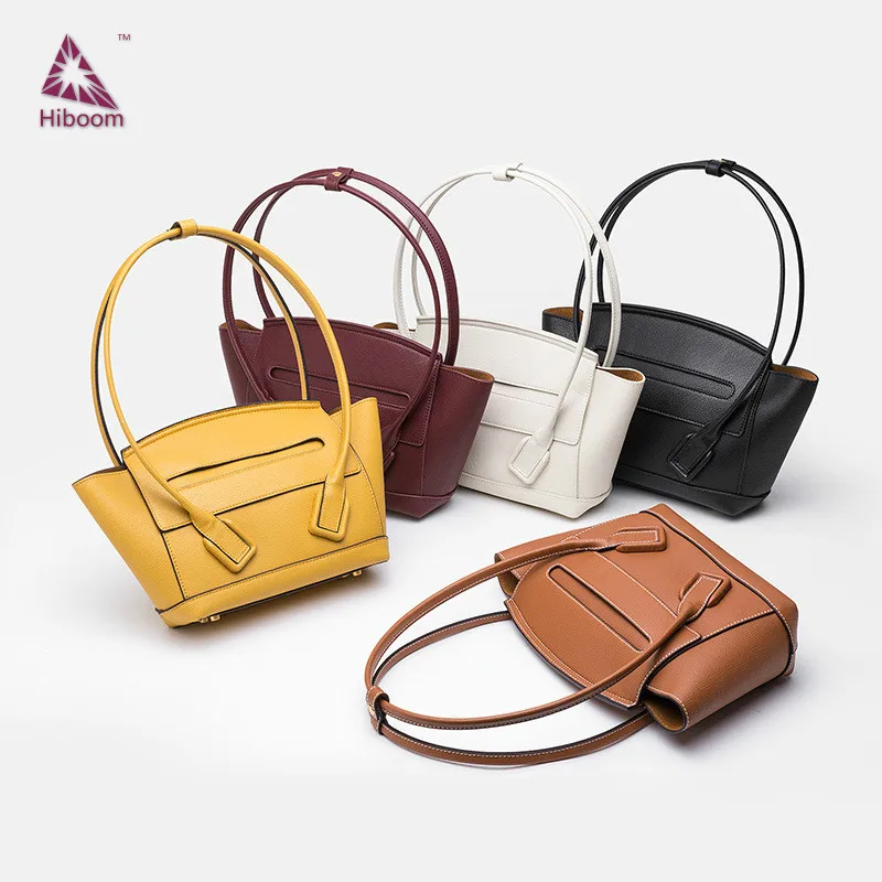 

Hiboom 2020 Newest Woven Shoulder Bag Autumn Collection Big Capacity Tote Bag Women's Handbag Genuine Leather Corssbow Handle
