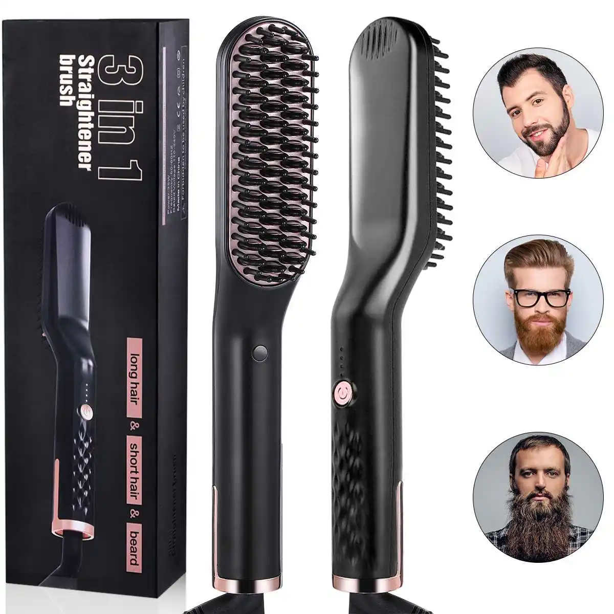 Best Seller Liaboe 3 in 1 Professional Fast Heating Styling Iron Comb for Beard Hair Ceramic Portable Multifunc