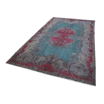 

200x314 Cm Turquoise Handmade Over Dyed Rug-7x10 Ft