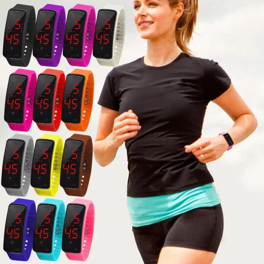 

Digital led wrist watch fashion digital led display sports jelly silicone band men women wrist watch Electronic reloj mujer