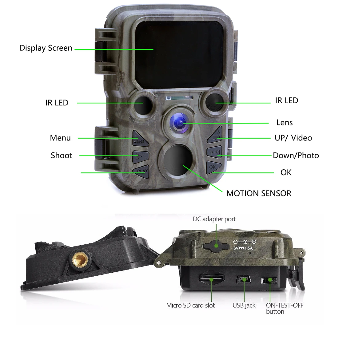 Мини-камера для охоты 1080P 12MP, камера ночного видения, камера для съемок, наружная камера для дикой природы с ИК светодиодами, камера для разведчиков животных
