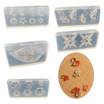 

5Pcs/Set Crystal Epoxy Resin Mold Leaves Flower Starfish Shell Nail Carving Decorations Silicone Mould DIY Crafts Jewelry Tool