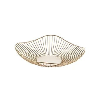 

Easy Clean Wired Wave Save Space Fruit Basket Nordic Style Kitchen Organizer Drain Bread Storage Desktop Iron Art Vegetables