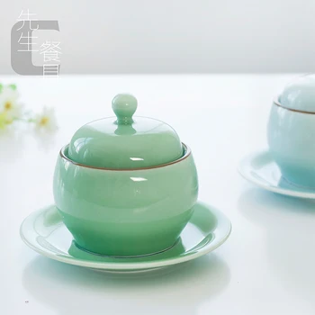 

Celadon stewed cup ceramic Bird's nest in pot stew Saucepan with lid small bowl bowl for soup