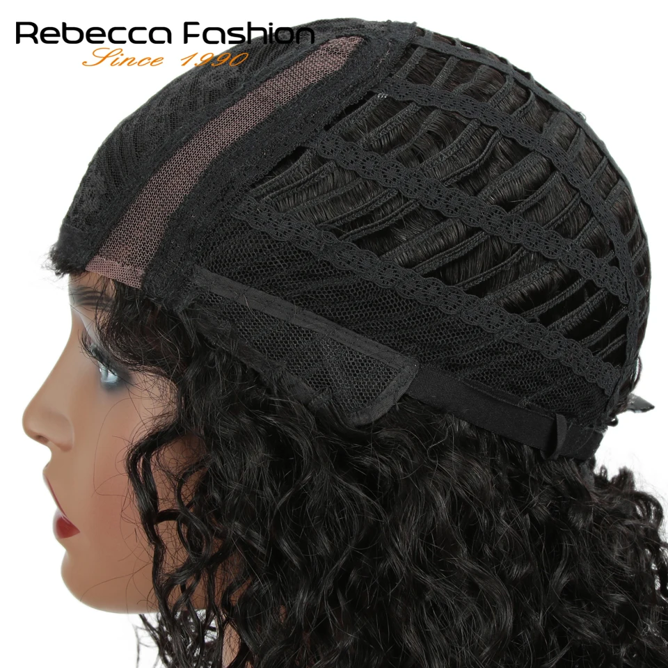 Rebecca Kinky Curly человеческие волосы парики шнурка для черных женщин L часть перуанские прямые волосы натуральные волны парик шнурка осень новая прическа