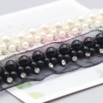 

1 yard Hand-stitched pearl-encrusted mesh hand-stitched beaded lace dress leader DIY clothing accessories decorative accessories