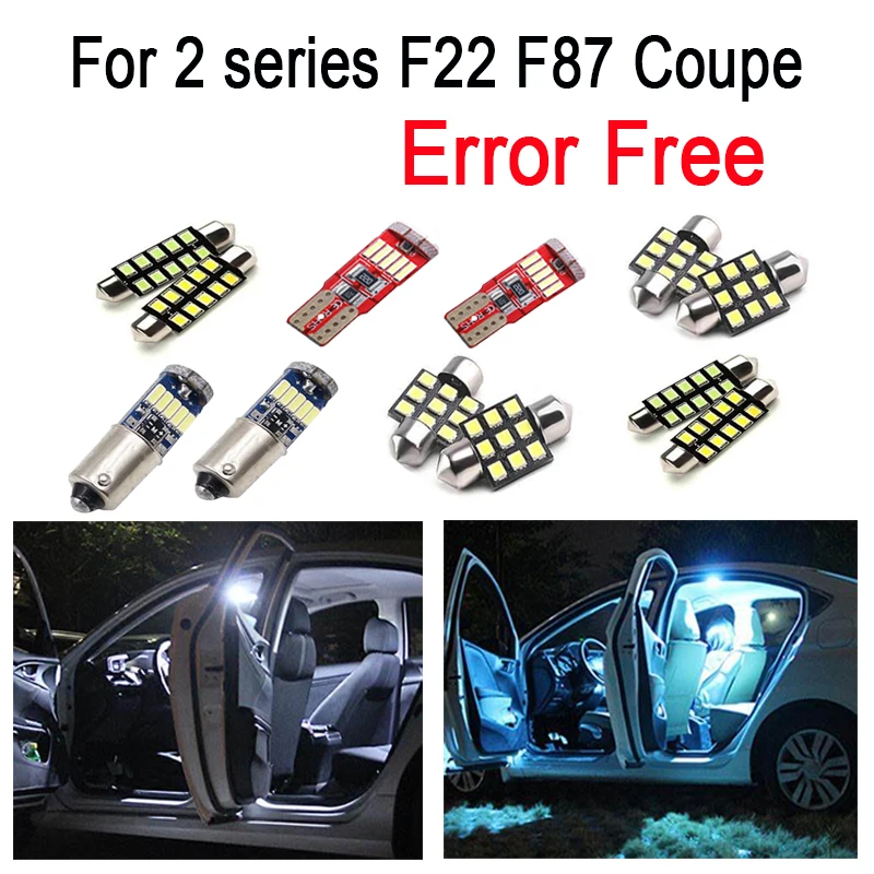 

6pcs LED Reading lamp Interior Dome Lights bulb Kit for BMW 2 series F22 F87 Coupe 218i 220d 220d xDrive 220i 225d 228i (2014+)