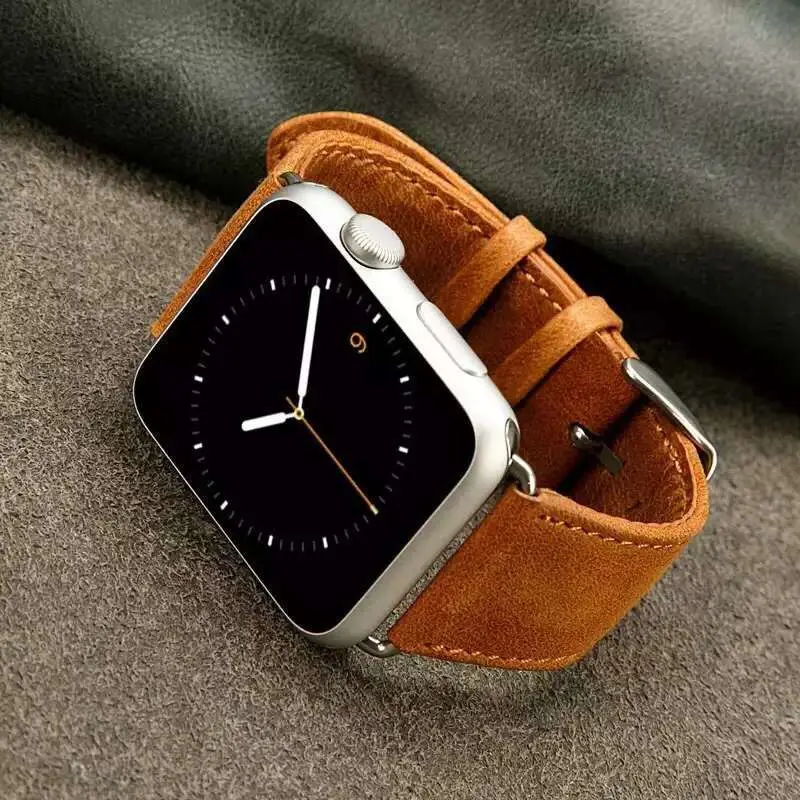 Серия 5/4/3/2/1 Crazy Horse из натуральной кожи магнитного пряжка петля ремешок для apple watch, 38 мм, 42 мм, 40 мм 44 мм