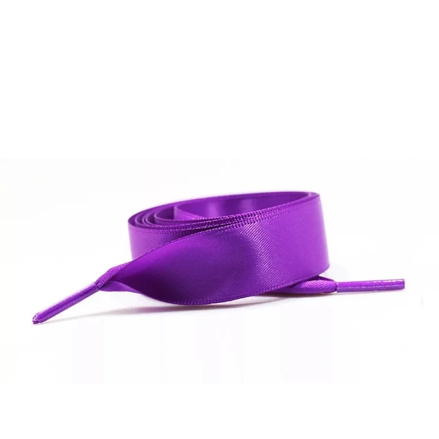 1 Pair 22 Colors Silk Satin Shoelaces 2 CM Width Flat Ribbon Shoe laces Boots Women Sneakers Shoelace Length 80CM 100CM 120CM S1 Dark purple