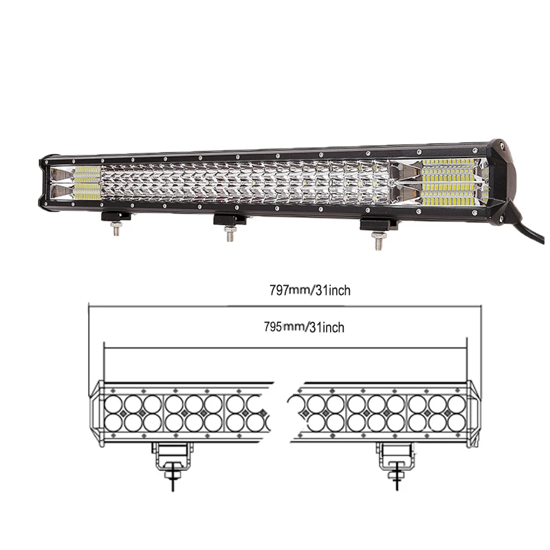 " 15" 1" 20" 23 ''26'' 28 31 ''34'' 288 Вт 324 432 Вт 3 ряда светодиодный светильник Бар Offroad комбо балка для грузовика SUV ATV 4x4 4WD 12v 24V - Цвет: 31inch 432w