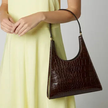 

Niche Personalized Avocado Green Triangle Underarm Bag Women 2020 New Crocodile Pattern Handbag Fashion Bugaette A285